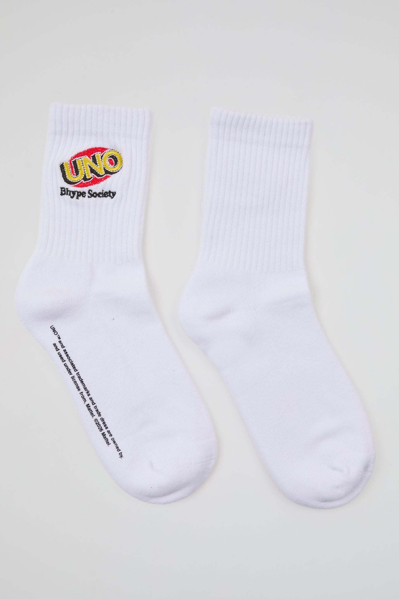 BHYPE x UNO® LOGO EMBROIDERED CREW SOCKS – WHITE