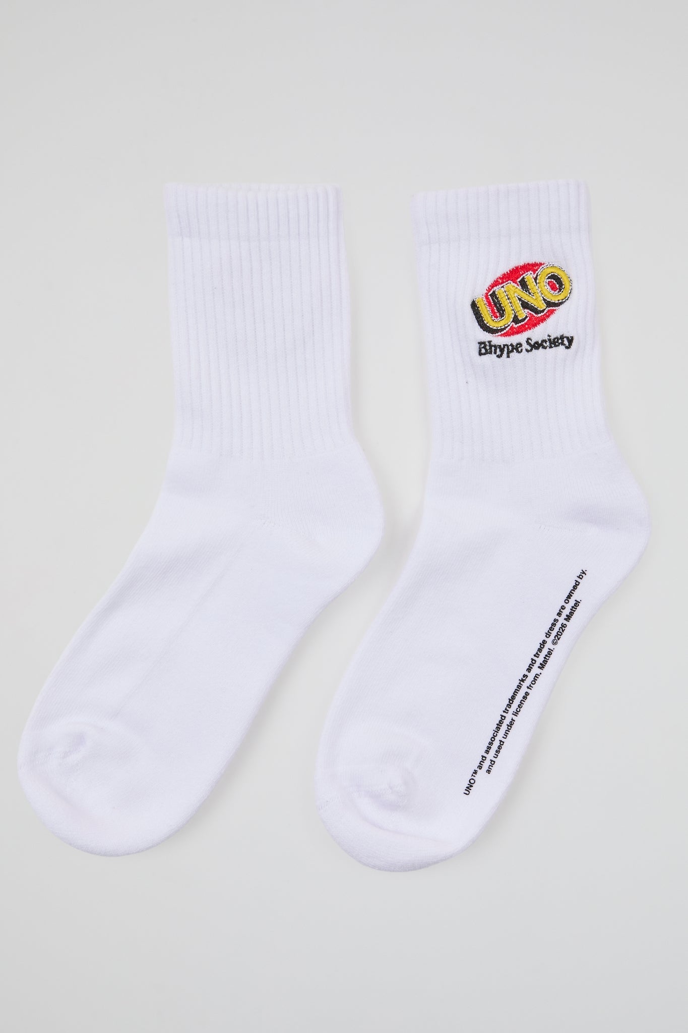BHYPE x UNO® LOGO EMBROIDERED CREW SOCKS – WHITE