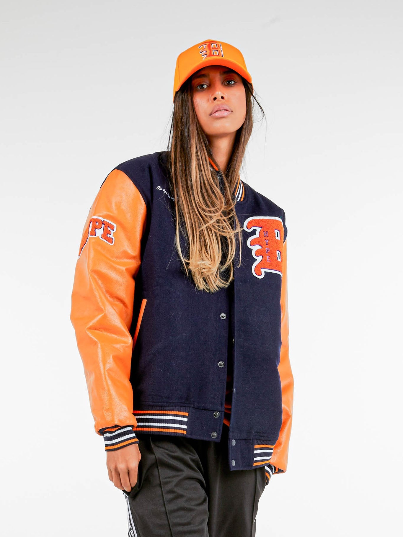 Bhype Society - Bhype Varsity Collection Jacket Dark Blue & Orange