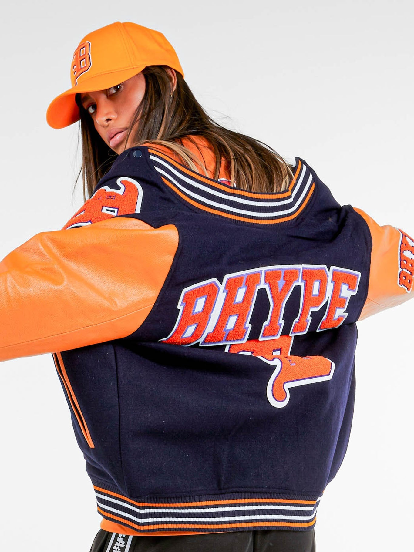 Bhype Society - Bhype Varsity Collection Jacket Dark Blue & Orange