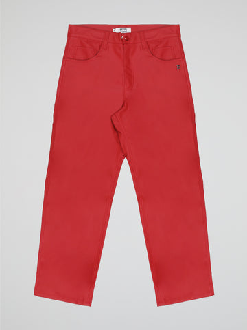 BHYPE SOCIETY RED BAGGY LEATHER PANTS