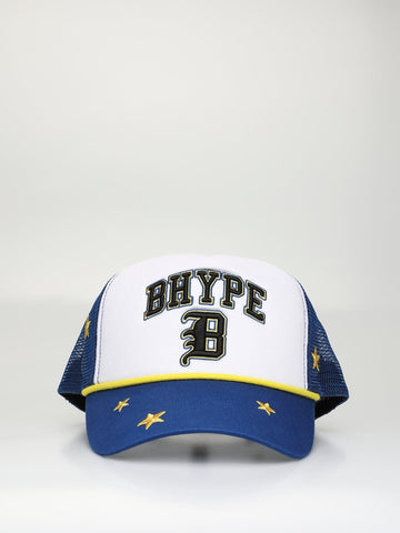 Bhype Society - Bhype Trucker Hat White & Blue – Stars Edition