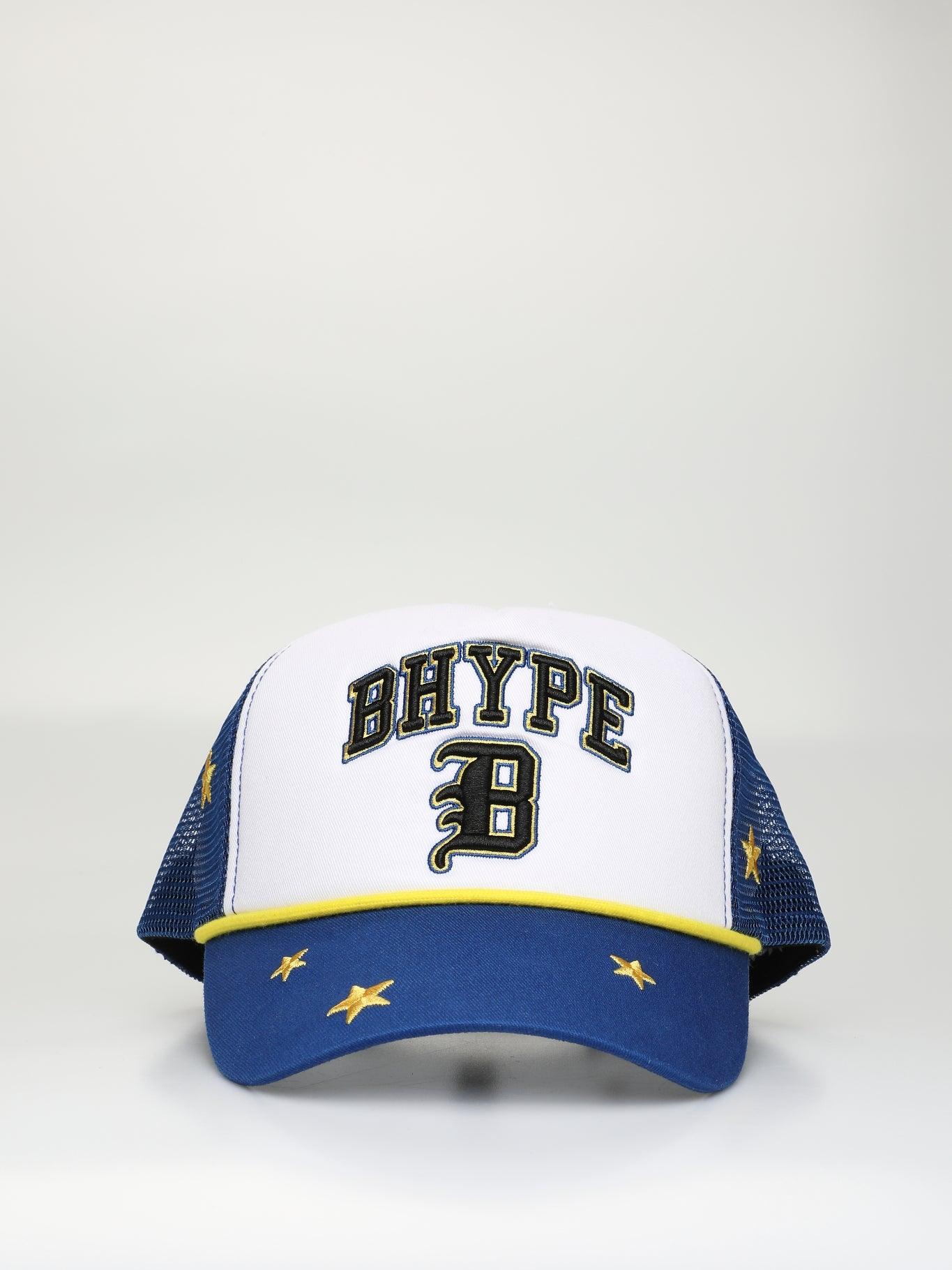 BHYPE TRUCKER HAT WHITE & BLUE – STARS EDITION - B-Hype Society