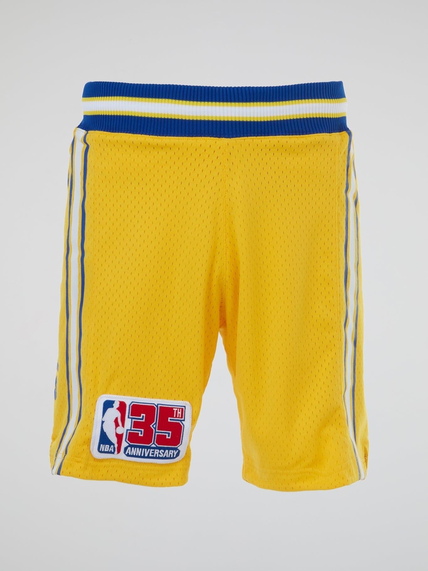 Mitchell and Ness NBA Yellow Authentic Basketball Shorts