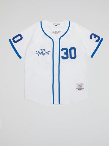 Headgear - White Sandlot Baseball Jersey