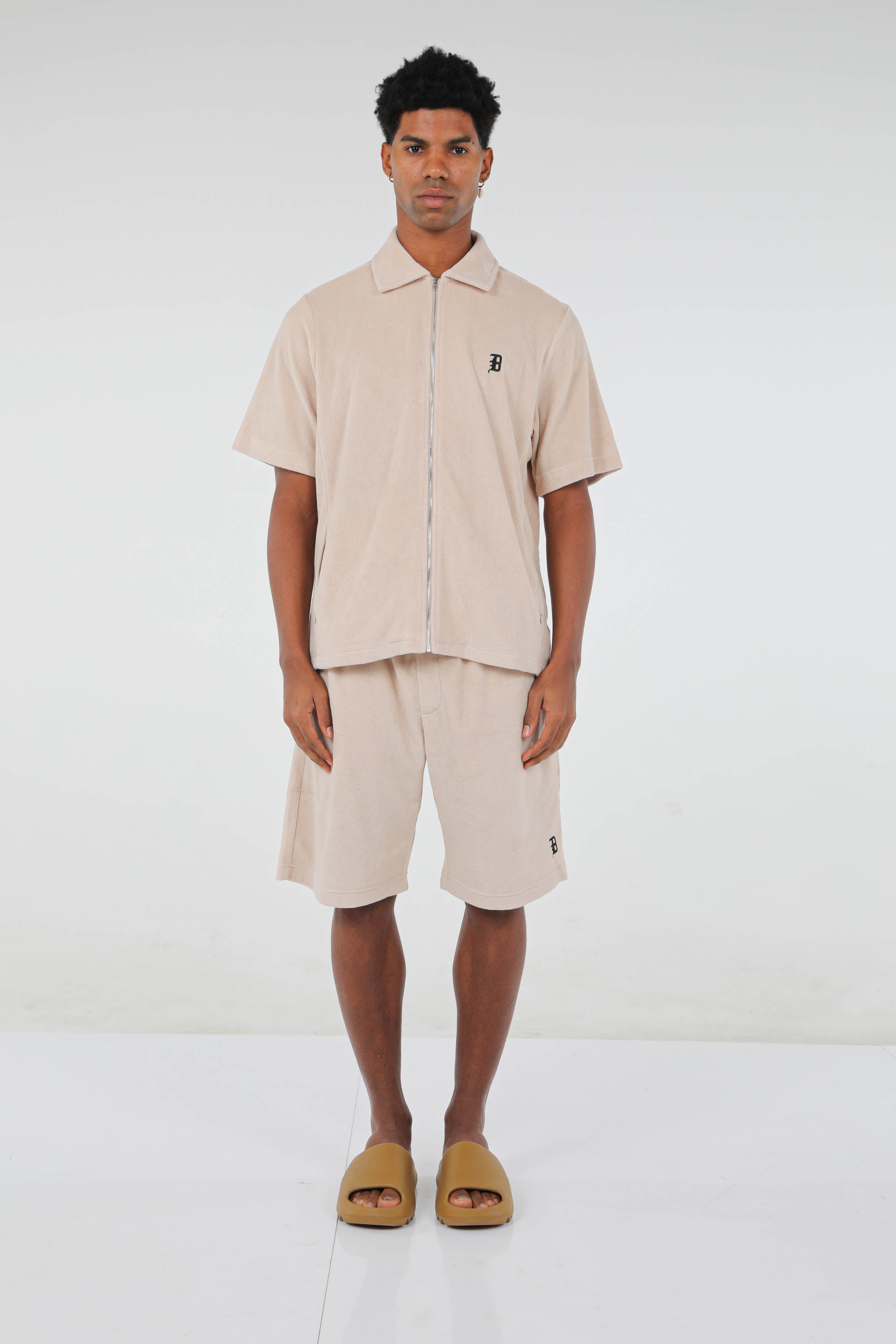 BHYPE SOCIETY BEIGE SOFT TOWELLING SHORT