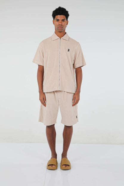 BHYPE SOCIETY BEIGE SOFT TOWELLING SHORT