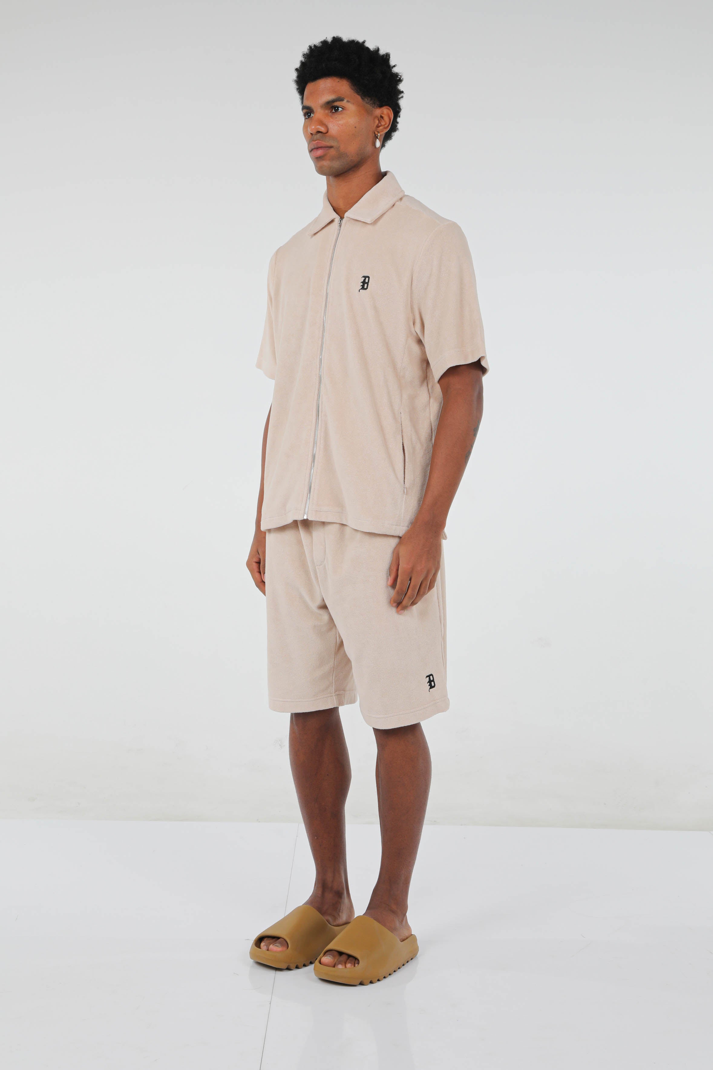 BHYPE SOCIETY BEIGE SOFT TOWELLING SHORT