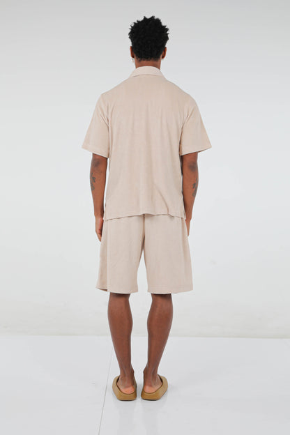 BHYPE SOCIETY BEIGE SOFT TOWELLING SHORT