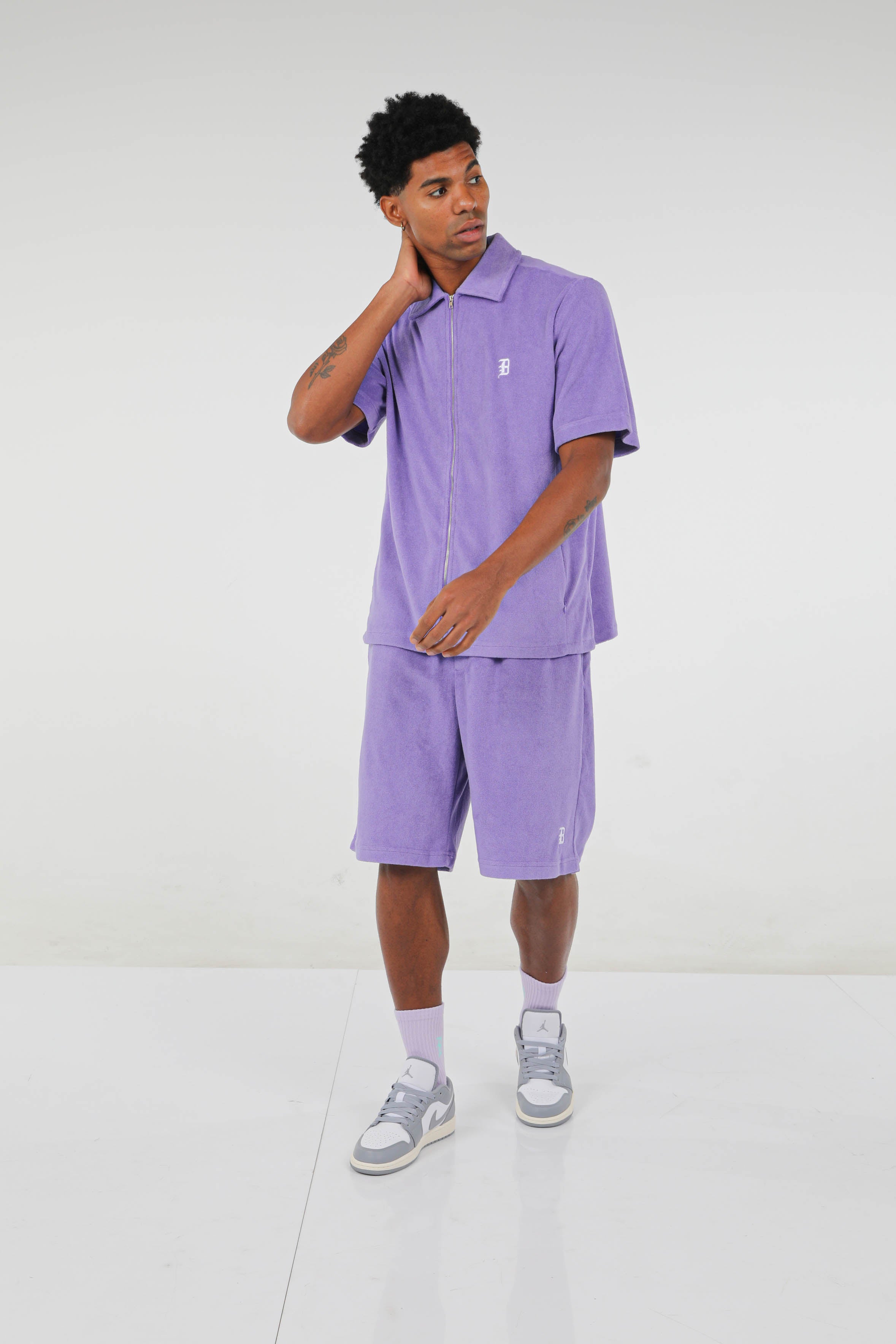 BHYPE SOCIETY PURPLE SOFT TOWELLING ZIPPED JACKET