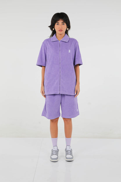 BHYPE SOCIETY PURPLE SOFT TOWELLING SHORT