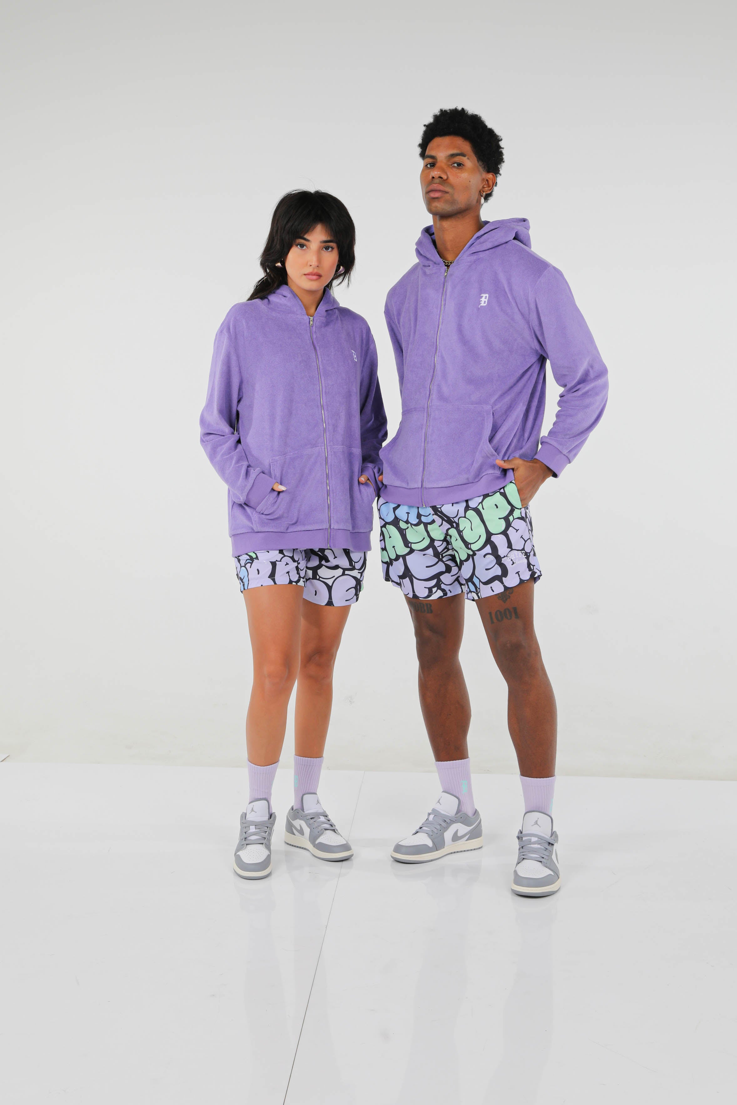 BHYPE SOCIETY PURPLE SOFT TOWELLING ZIPPED HOODIE