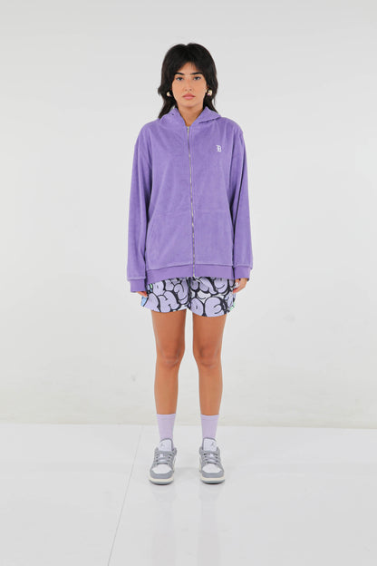 BHYPE SOCIETY PURPLE SOFT TOWELLING ZIPPED HOODIE