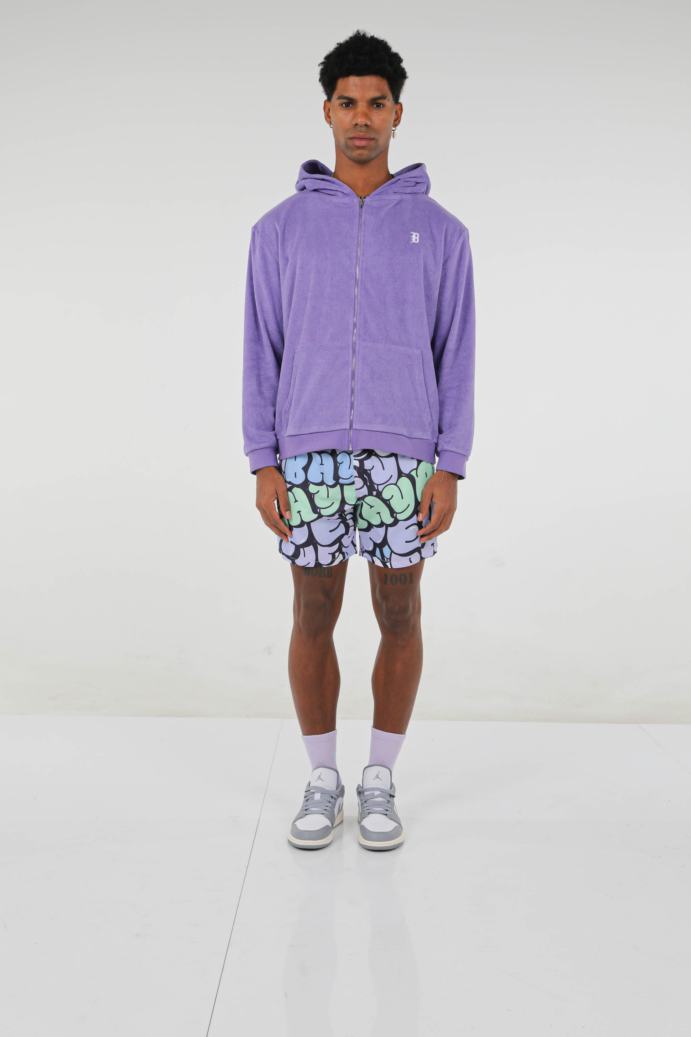 BHYPE SOCIETY PURPLE SOFT TOWELLING ZIPPED HOODIE