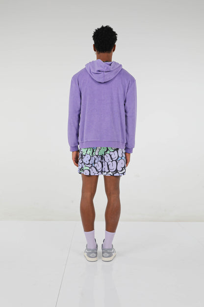 BHYPE SOCIETY PURPLE SOFT TOWELLING ZIPPED HOODIE