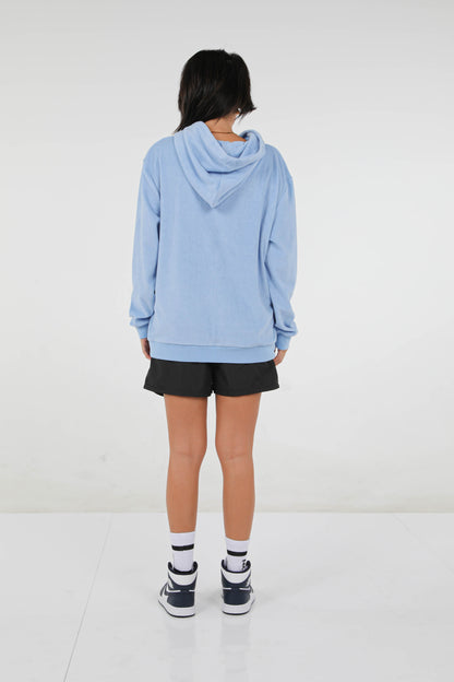 BHYPE SOCIETY BLUE SOFT TOWELLING ZIPPED HOODIE