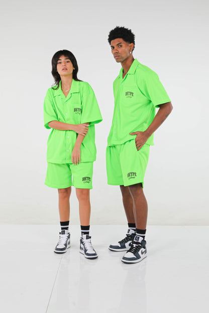 BHYPE SOCIETY NEON GREEN MESH SHORT & SHIRT SET