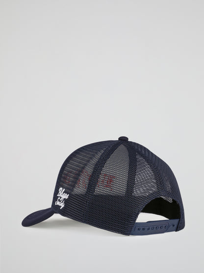 BHYPE SOCIETY MARINE BLUE TRUCKER HAT - CITIES LOGOS