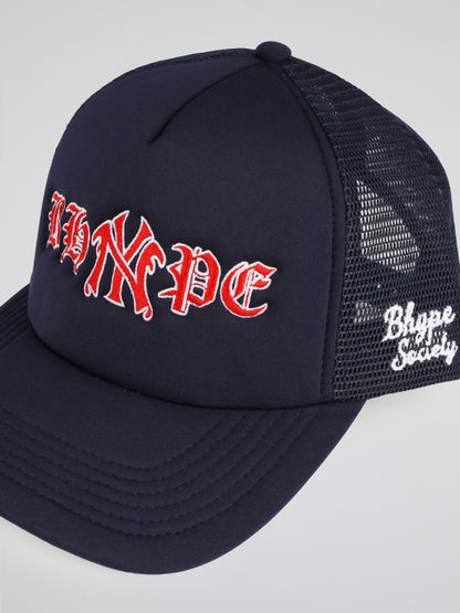 BHYPE SOCIETY MARINE BLUE TRUCKER HAT - CITIES LOGOS