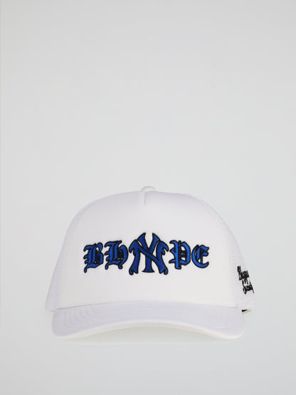 BHYPE SOCIETY WHITE TRUCKER HAT - CITIES LOGOS