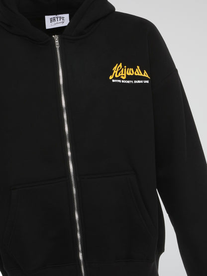 BHYPE SOCIETY HAJWALA BLACK ZIPPED HOODIE CLUB