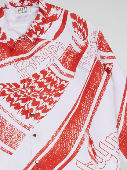 BHYPE SOCIETY RED & WHITE JACKET - KEFFIYEH COLLECTION