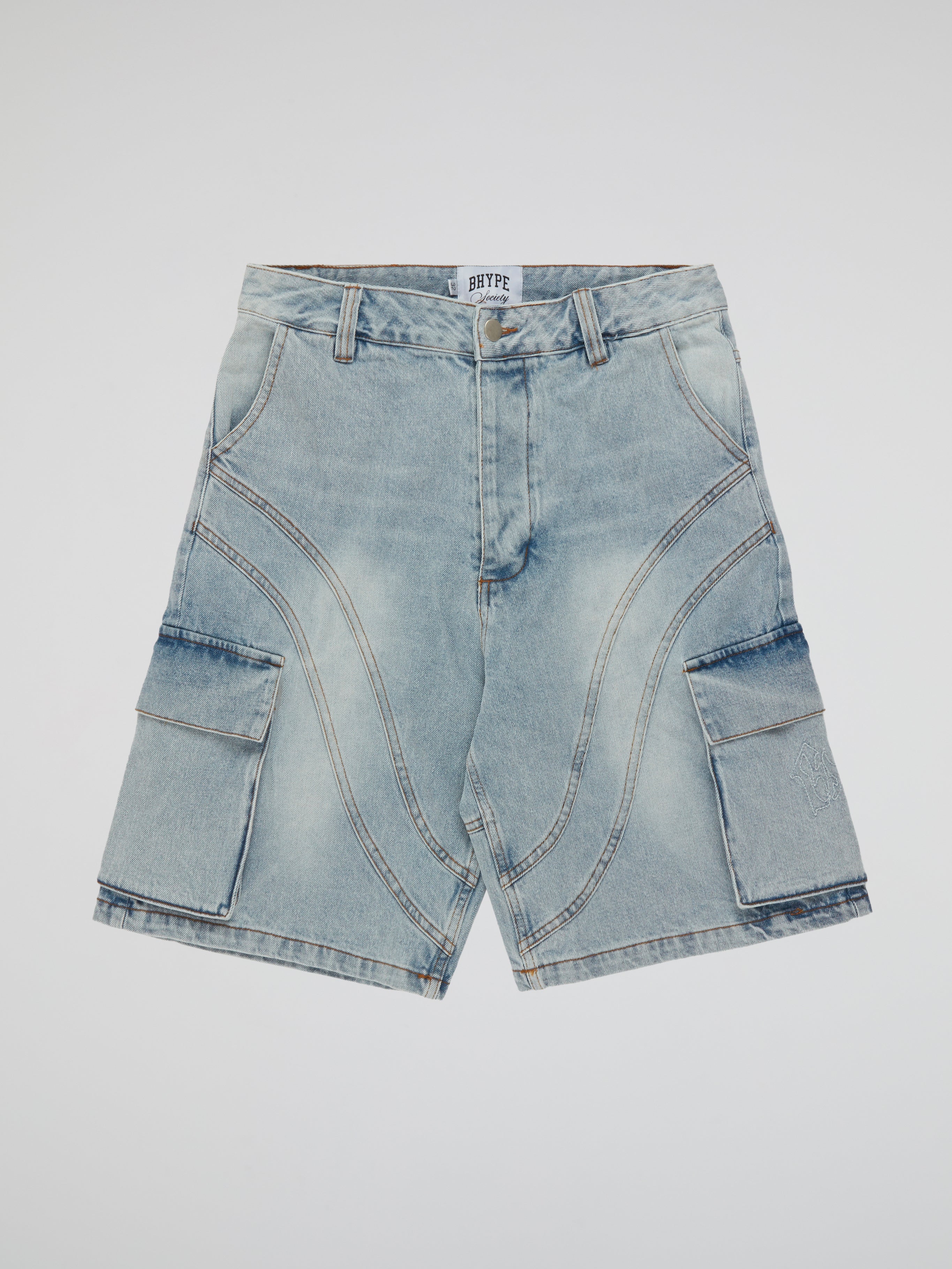 BHYPE SOCIETY LIGHT BLUE DENIM SHORTS