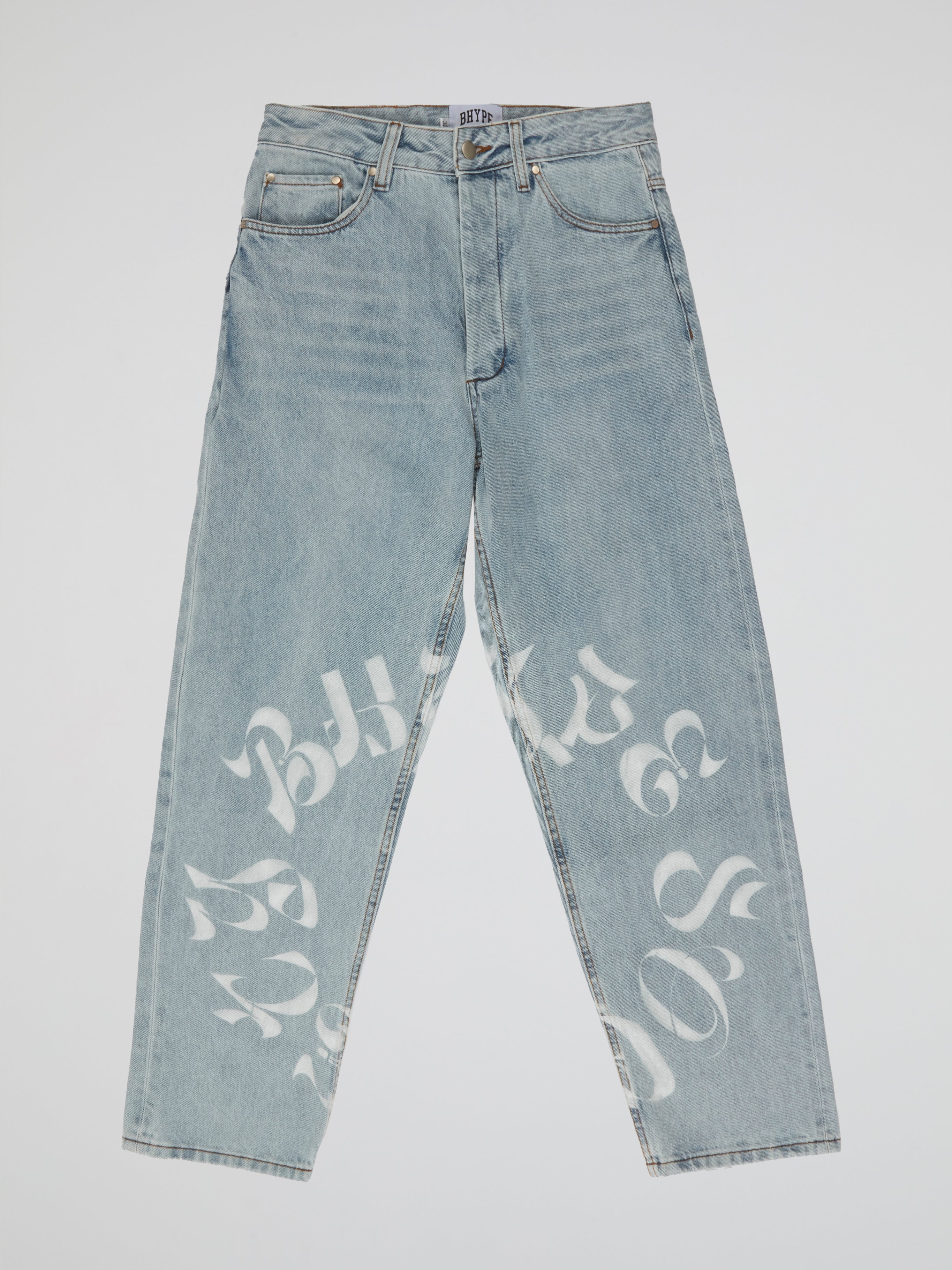 BHYPE SOCIETY LIGHT BLUE DENIM JEANS - REVERSE LOGO