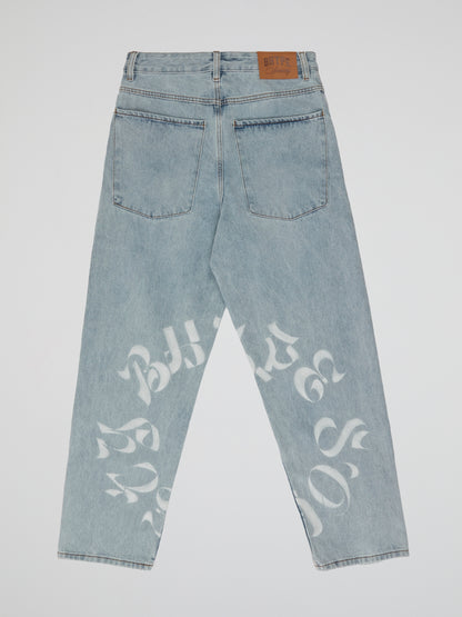 BHYPE SOCIETY LIGHT BLUE DENIM JEANS - REVERSE LOGO