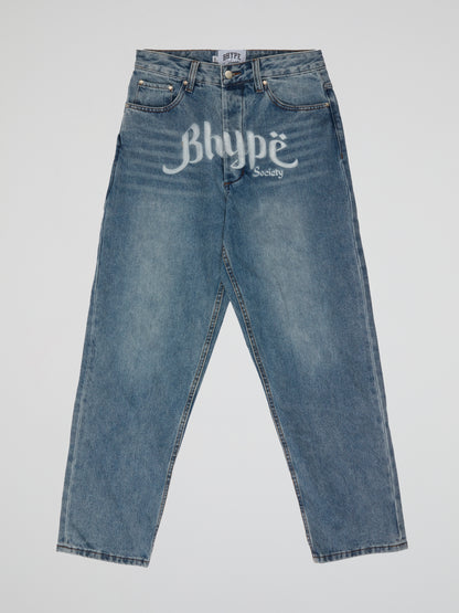 BHYPE SOCIETY BLUE DENIM JEANS - ARABIC LOGO