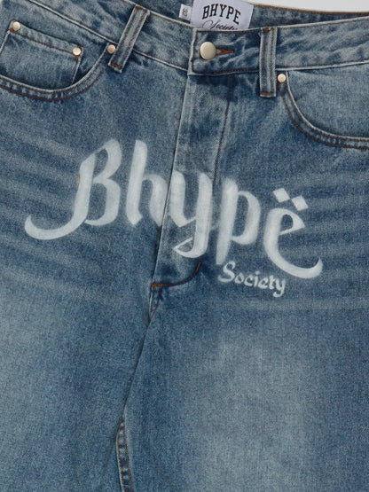 BHYPE SOCIETY BLUE DENIM JEANS - ARABIC LOGO