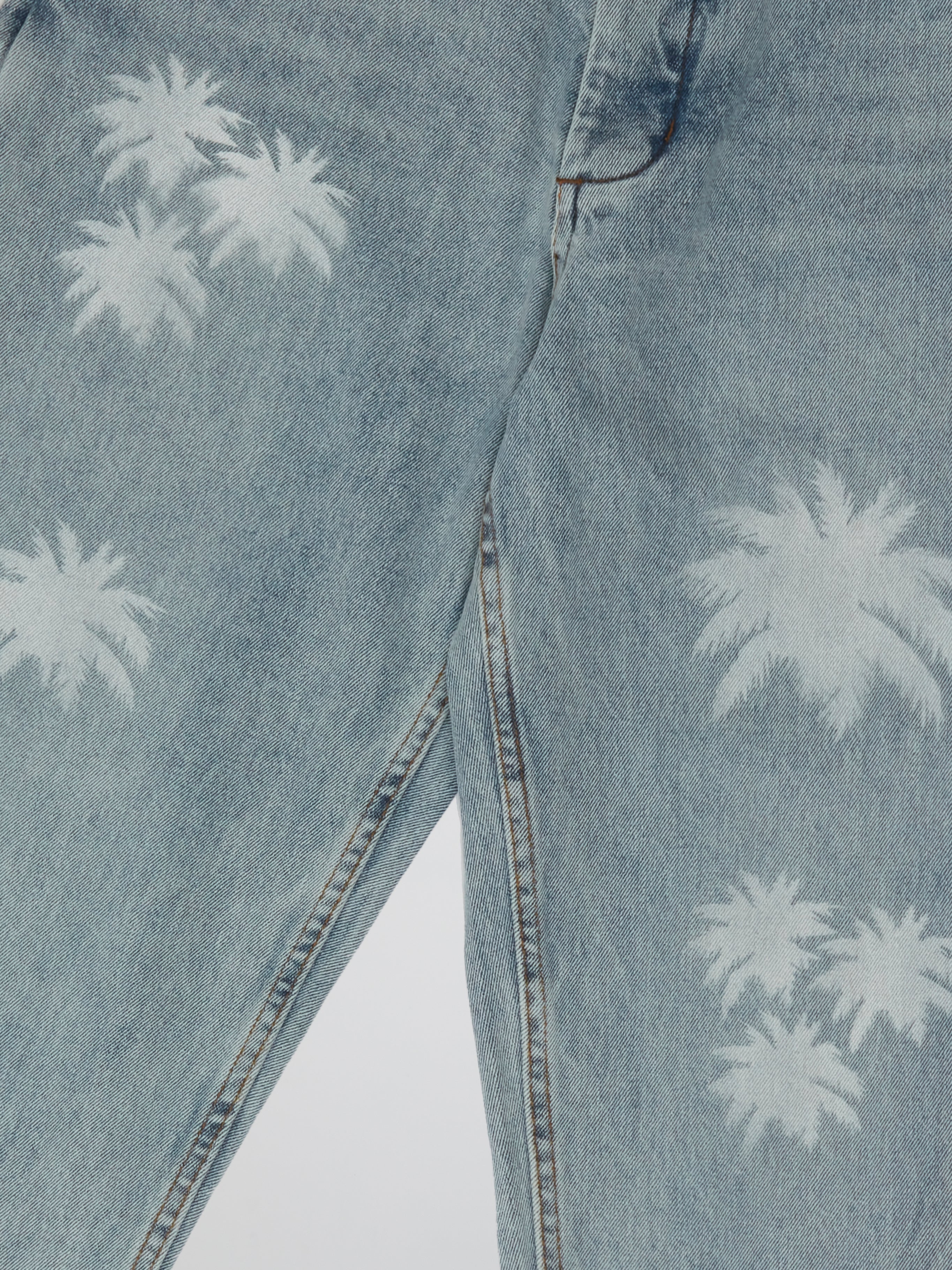 BHYPE SOCIETY LIGHT BLUE DENIM JEANS - PALM LOGOS