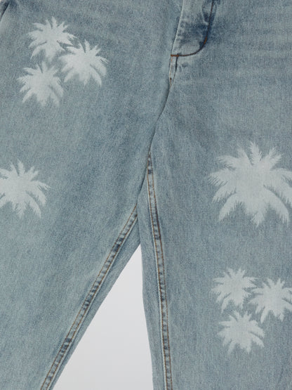 BHYPE SOCIETY LIGHT BLUE DENIM JEANS - PALM LOGOS