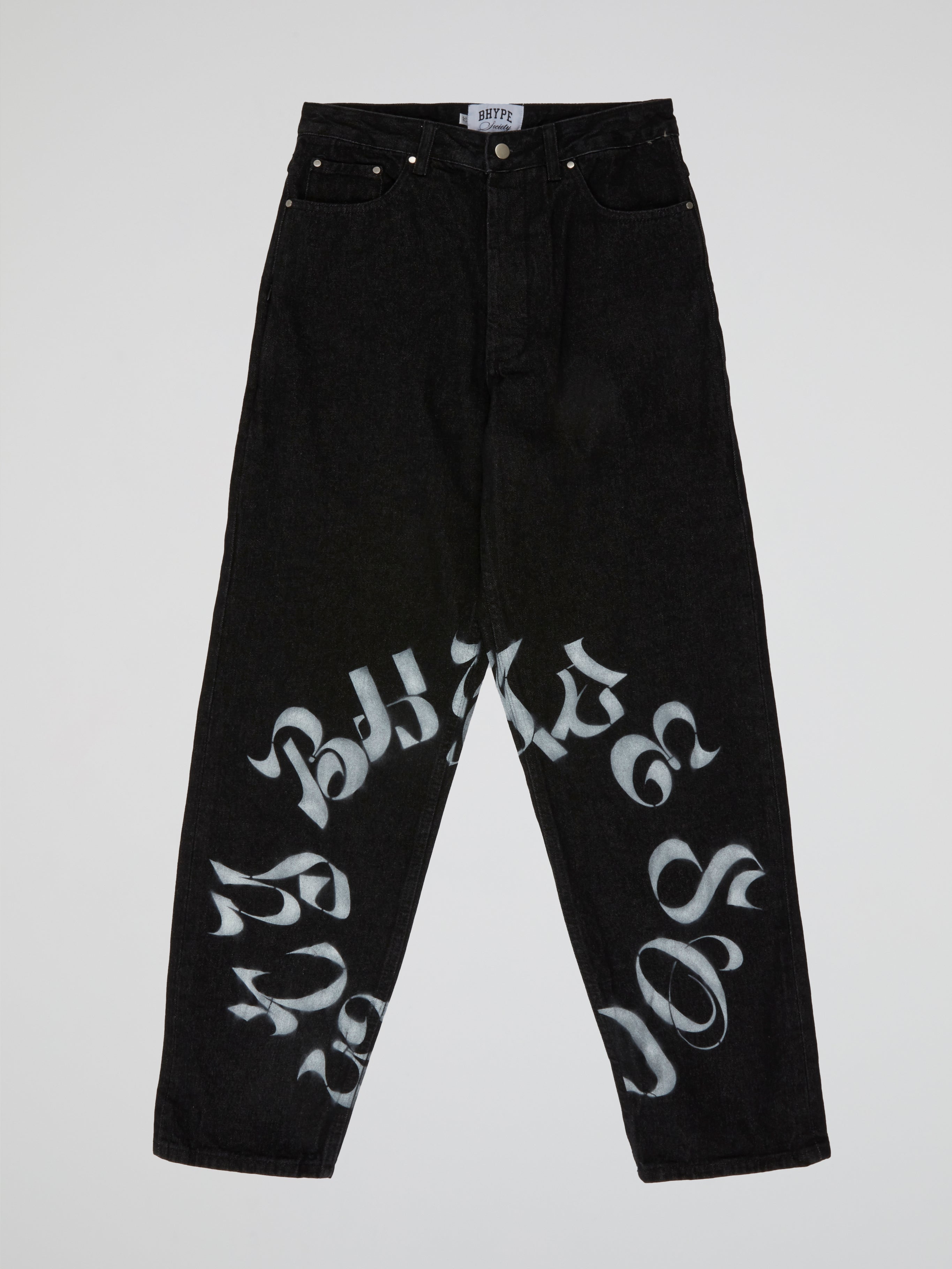 BHYPE SOCIETY BLACK DENIM JEANS - REVERSE LOGO