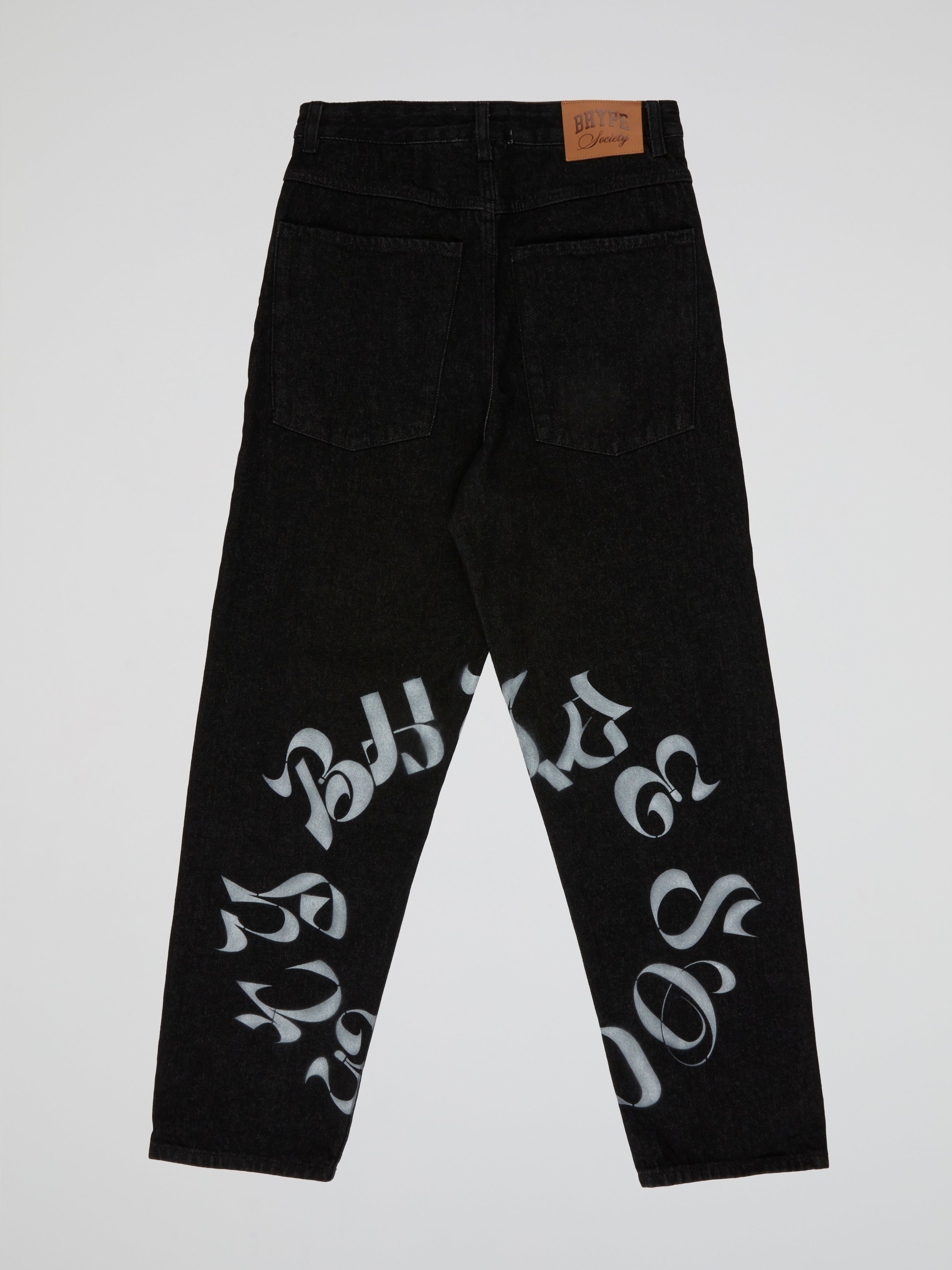 BHYPE SOCIETY BLACK DENIM JEANS - REVERSE LOGO