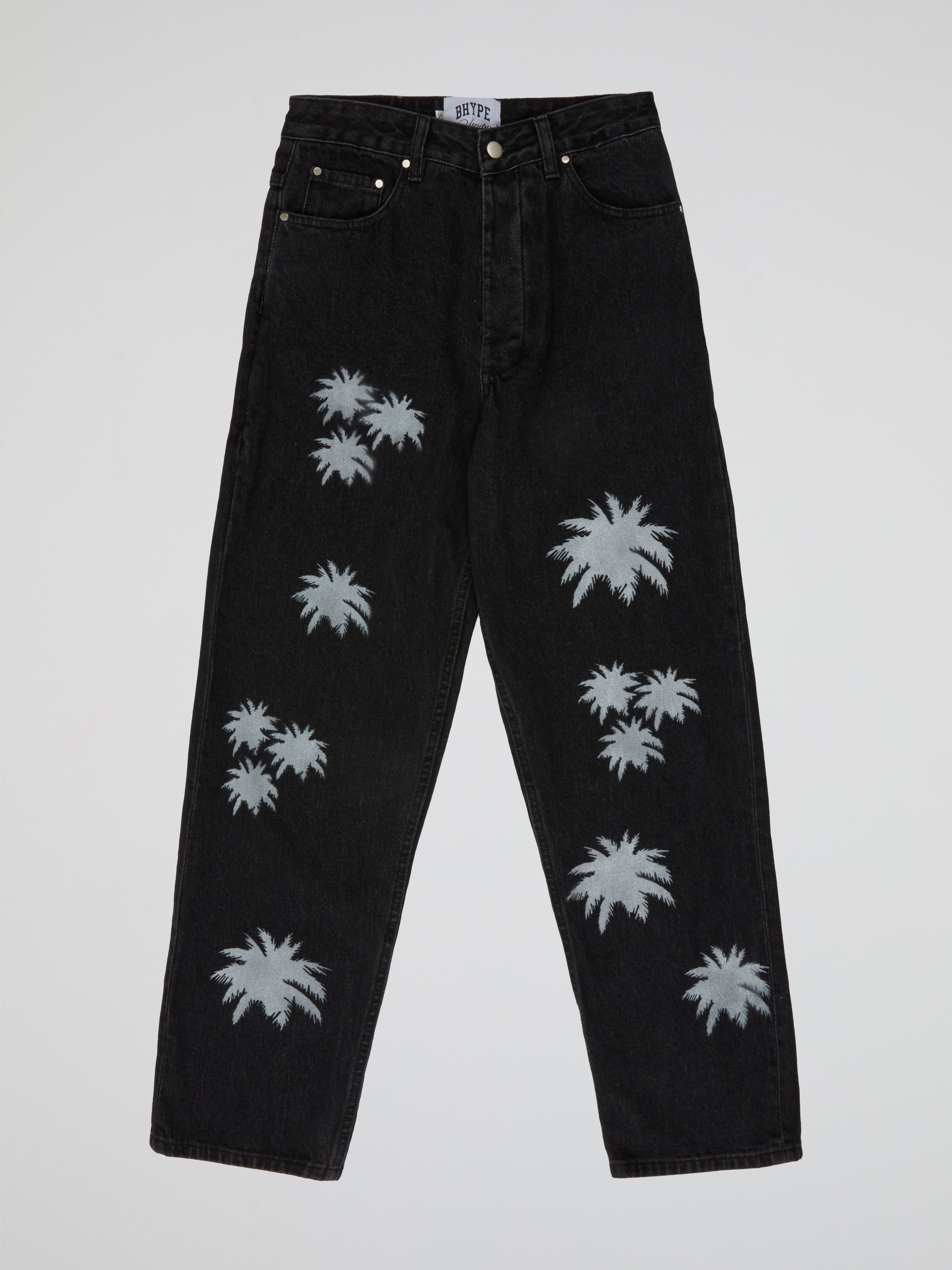 BHYPE SOCIETY BLACK DENIM JEANS - PALM LOGOS