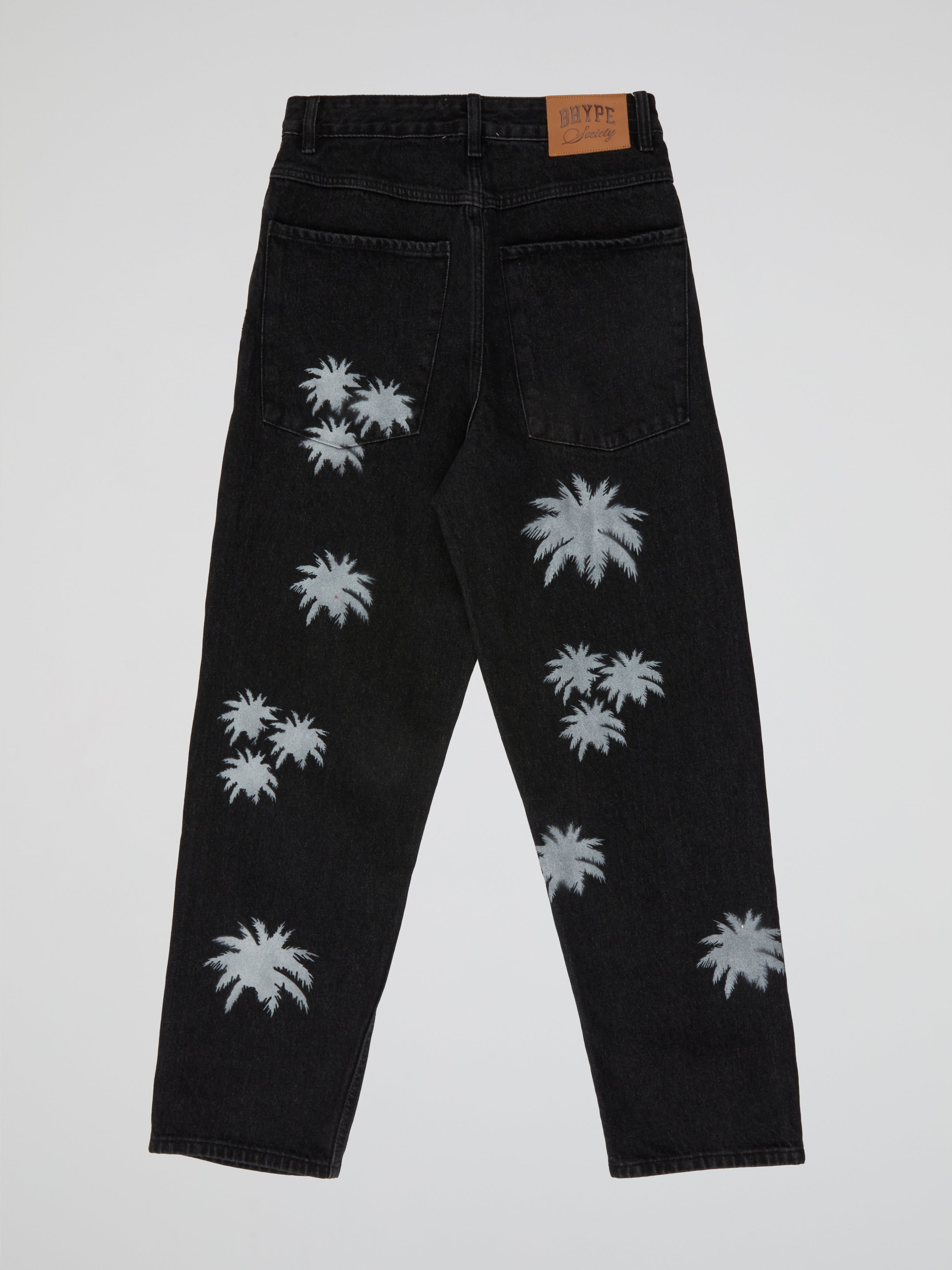 BHYPE SOCIETY BLACK DENIM JEANS - PALM LOGOS