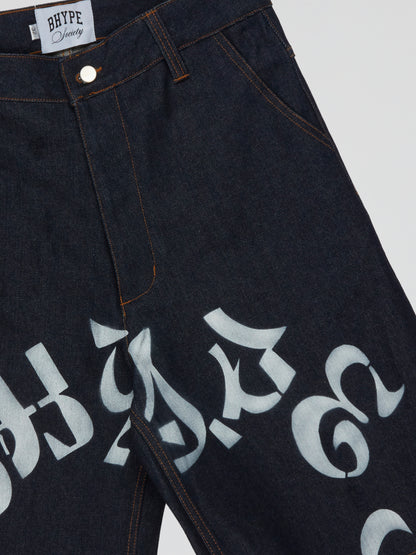 BHYPE SOCIETY BLACK DENIM SHORTS - REVERSE LOGO