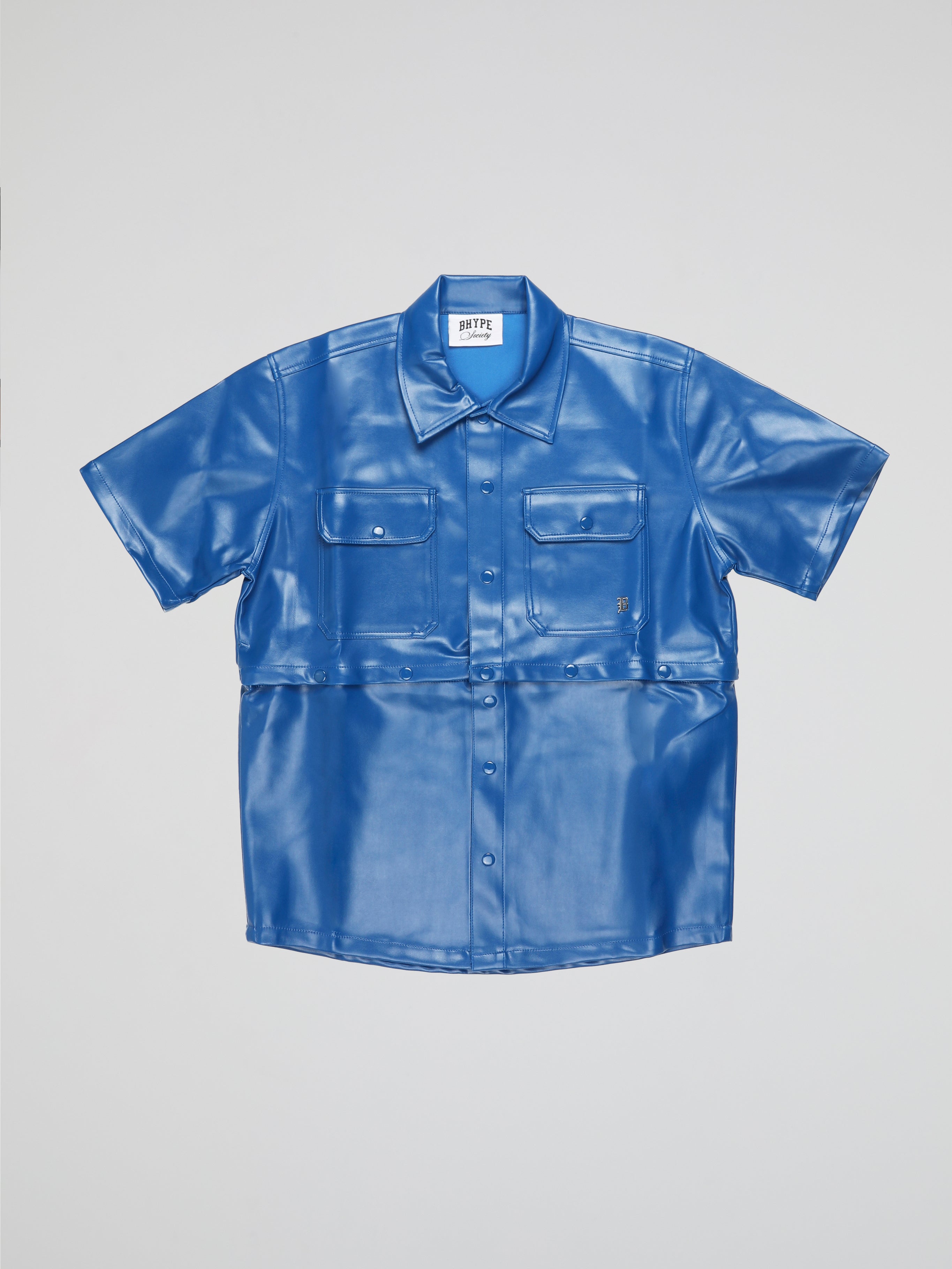 BHYPE ROYAL BLUE LEATHER DETACHABLE SHIRT