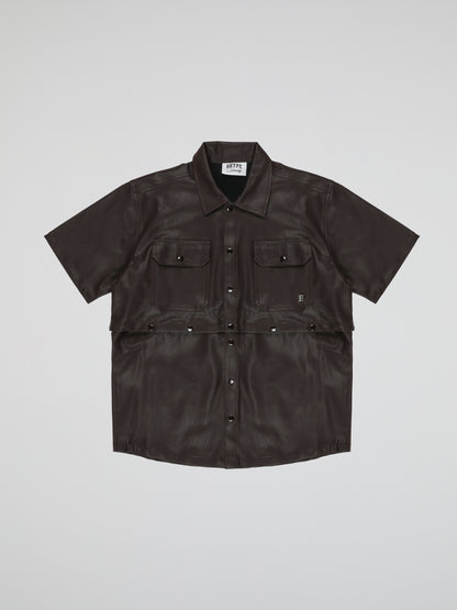 BHYPE DARK BROWN LEATHER DETACHABLE SHIRT