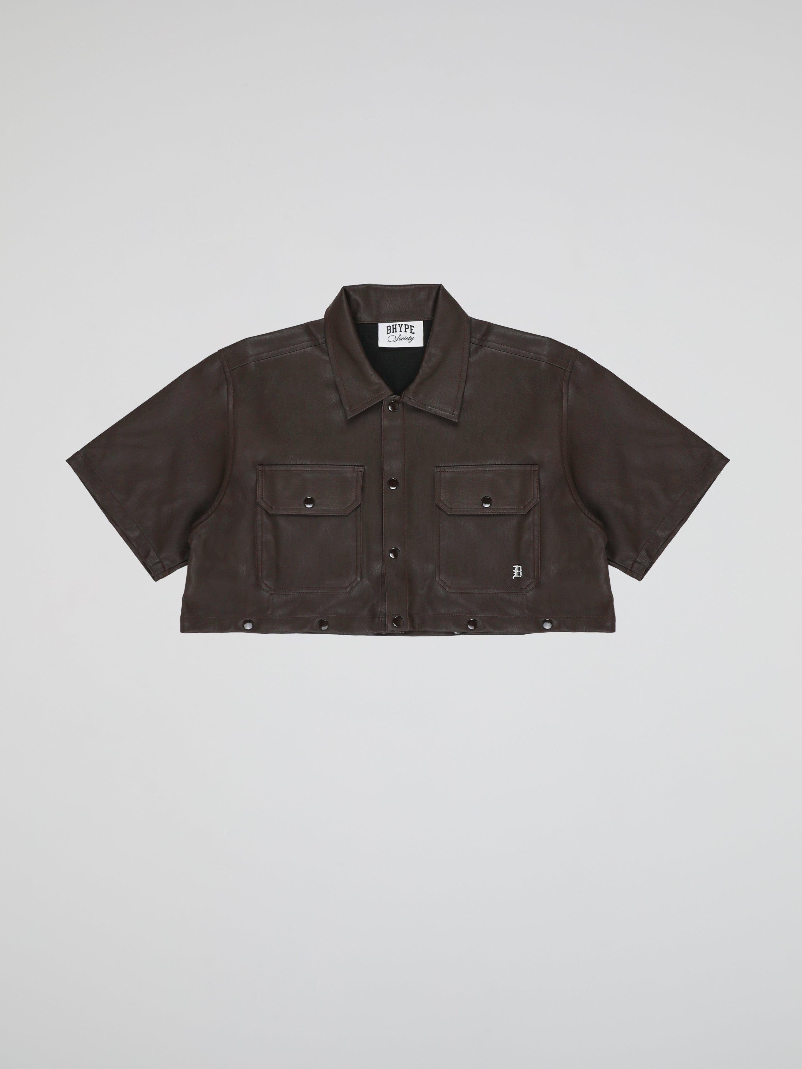 BHYPE DARK BROWN LEATHER DETACHABLE SHIRT