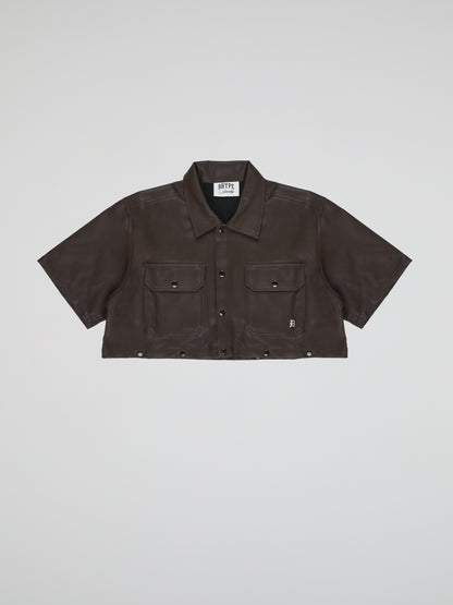 BHYPE DARK BROWN LEATHER DETACHABLE SHIRT