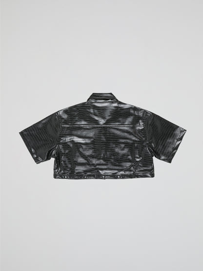 BHYPE BLACK CROCO LEATHER DETACHABLE SHIRT