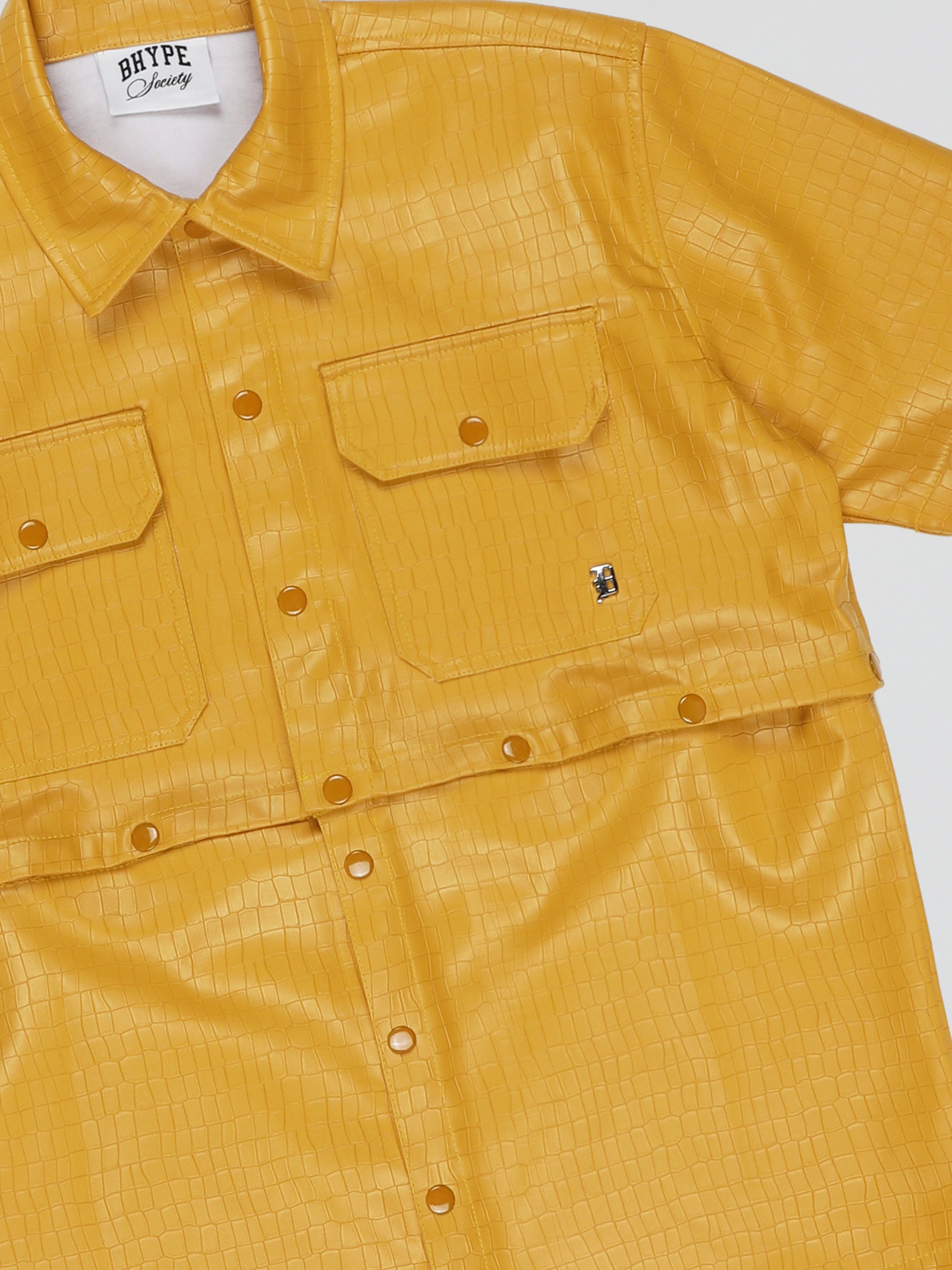 BHYPE YELLOW CROCO LEATHER DETACHABLE SHIRT