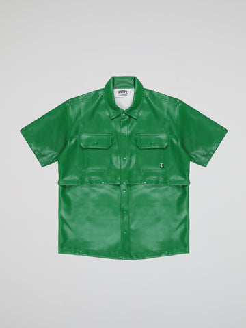 BHYPE GREEN LEATHER DETACHABLE SHIRT