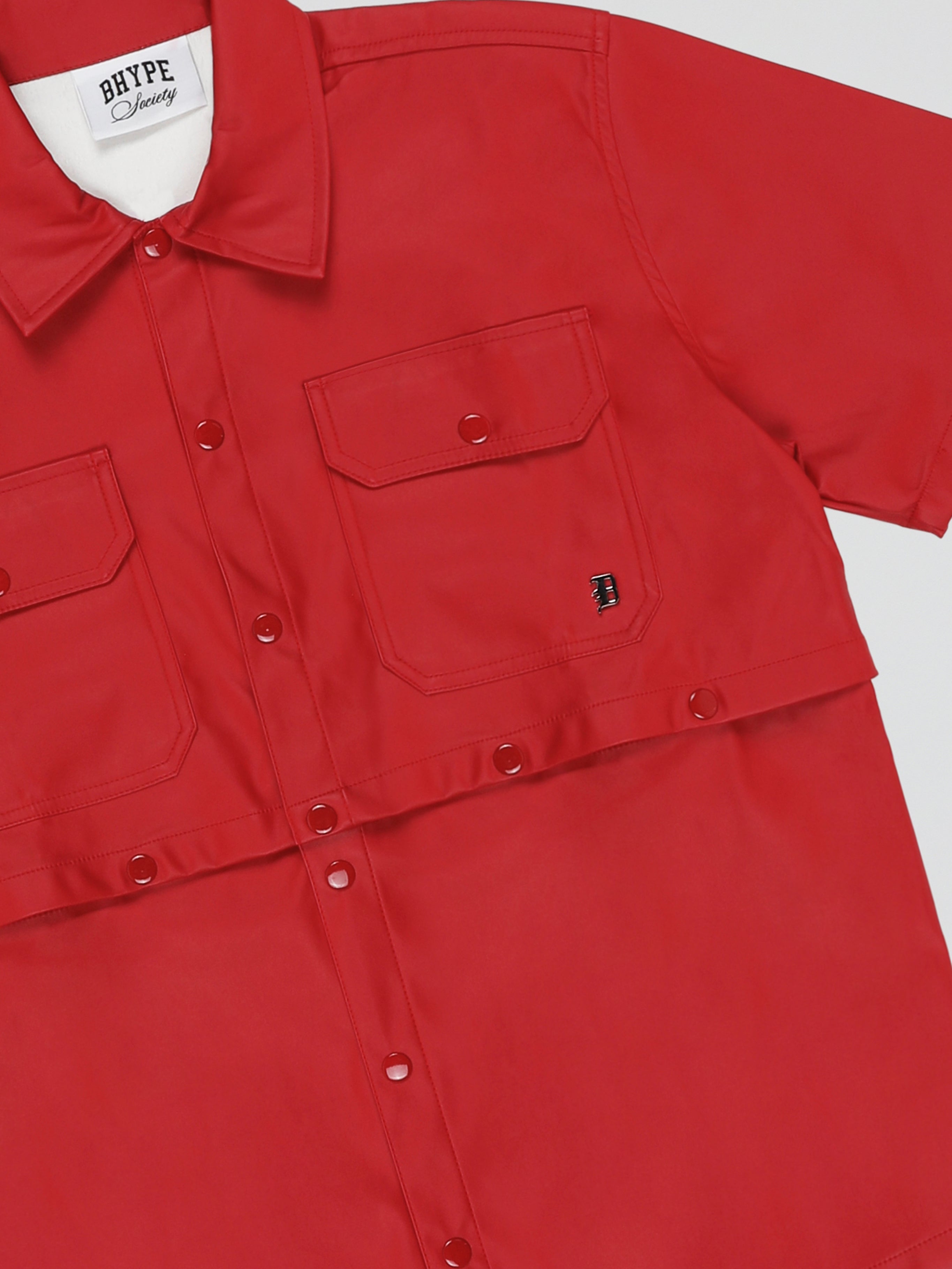 BHYPE RED LEATHER DETACHABLE SHIRT