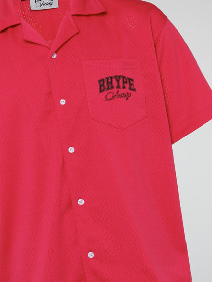 BHYPE SOCIETY FUCSHIA PINK MESH SHORT & SHIRT SET