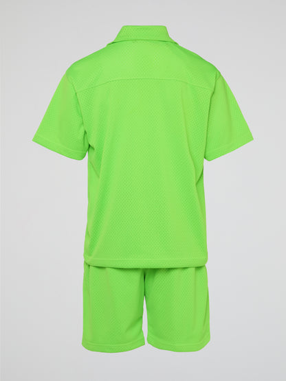 BHYPE SOCIETY NEON GREEN MESH SHORT & SHIRT SET