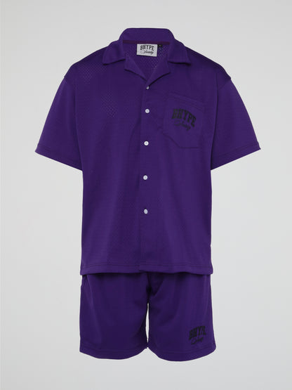 BHYPE SOCIETY PURPLE MESH SHORT & SHIRT SET