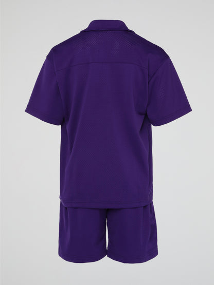 BHYPE SOCIETY PURPLE MESH SHORT & SHIRT SET